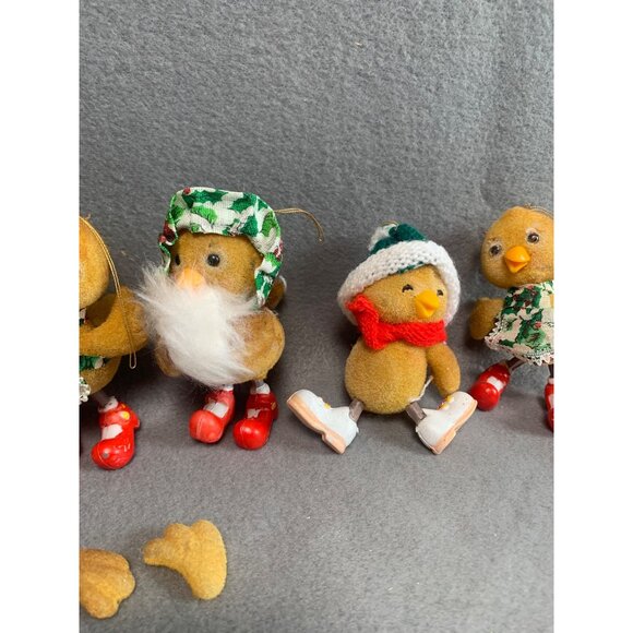 Vintage Morgan Inc. Fuzzy Christmas Bird Ornaments Set Of 4 with Red Boots - Picture 3 of 12